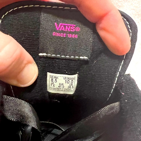 Vans Knu Skate Platform Stacked Sneaker Black Pink Satin Women’s Size 10 - Picture 5 of 7